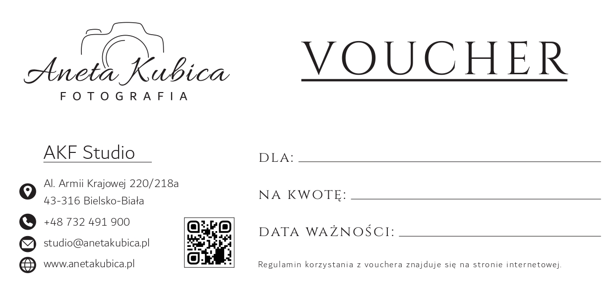voucher do studia aneta kubica fotografia